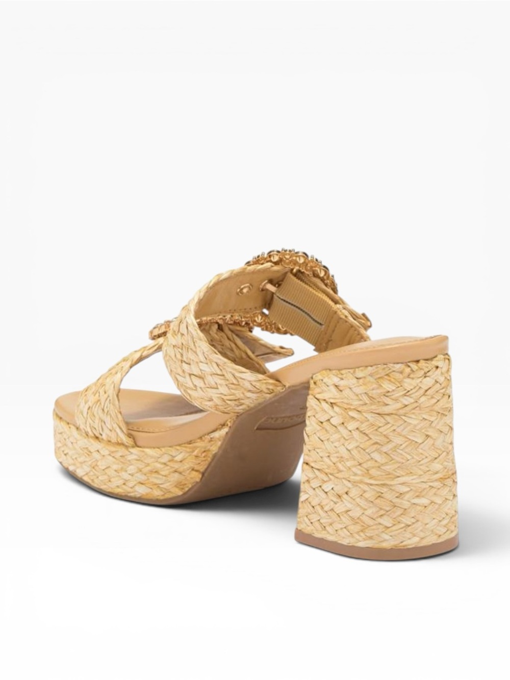 ABOUND RONDA RAFFIA PLATFORM
MULE SANDALS RHINESTONE BUCKLE NATURAL SIZE 6.5 - Picture 11 of 16